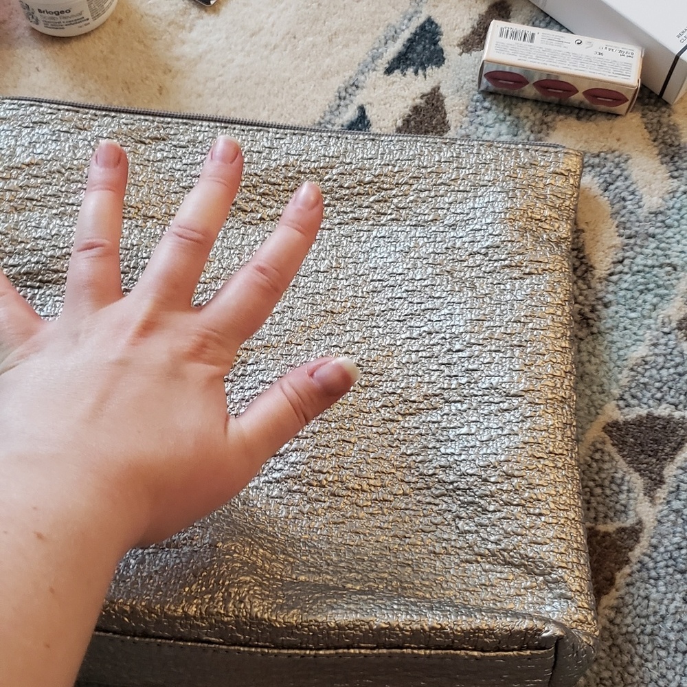 NWT Silver Textured Makeup Case